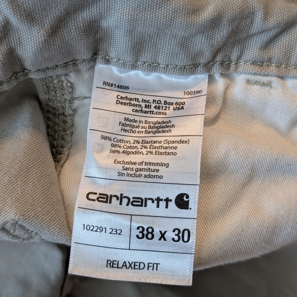 Carhartt Men’s Tan Relaxed Fit Utility Work Pants 38x30 Cotton Stretch